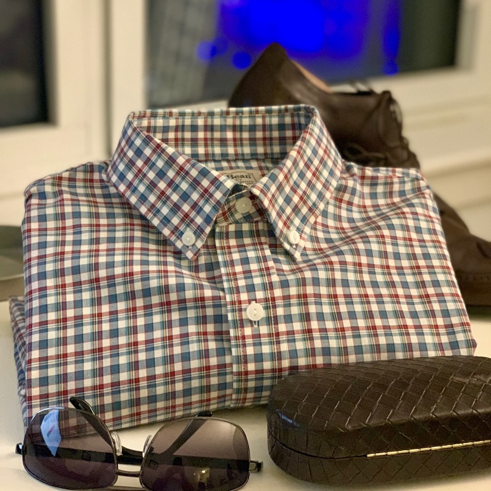 NWOT LL Bean blue and red check shirt
